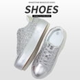 thumbnail image 2 of FOSDUO Women's Glitter Platform Sneakers Bling Thick Sole Rhinestone Sequin Lace-Up Non-Slip Breathable Casual Shoes for Wedding Party Daily Wear(Sliver Glitter,US5), 2 of 7