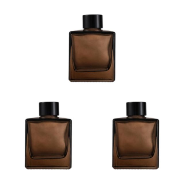 kurtrusly 1/2/3/5 Empty Square Glass Diffuser For Fragrance - Thickened Bottom Anti-Slide With Excellent 200ml dark brown 3PCS