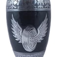 thumbnail image 2 of Silver Engraved Cremation Urn for Human Ashes Adult Funeral Urn Handcrafted - Large Burial Urn for Human Ashes - BAG INCLUDED (6.5" x 6.5" x 10.5", Angel Wing-8), 2 of 4