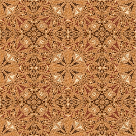 Ahgly Company Indoor Square Patterned Carrot Orange Area Rugs, 4' Square