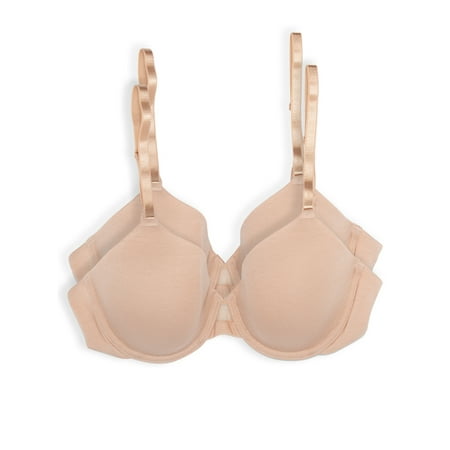 

Felina | So Smooth Modal Everyday Demi T-Shirt Bra | Lightly Padded | 2-Pack (Warm Neutral 32B)