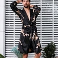 thumbnail image 5 of ZVNAΖH Men's Long Sleeve Satin Robe Dragon Print Lightweight Bathrobe Pajamas, Gifts for Men, Loungewear Set, 5 of 5