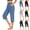 Blue, variant on SBYOJLPB Women's Capris Summer Pants Solid Elastic Waist with Pocket Cropped Pants Casual Stretchy Pants