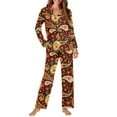 thumbnail image 2 of Garronmavis Boho Floral 2 Piece Pajama Set Long Sleeve Button-Down Sleepwear Soft Comfy PJS Casual V Neck Lounge Sets Loungewear Sleep Clothes, 2 of 7