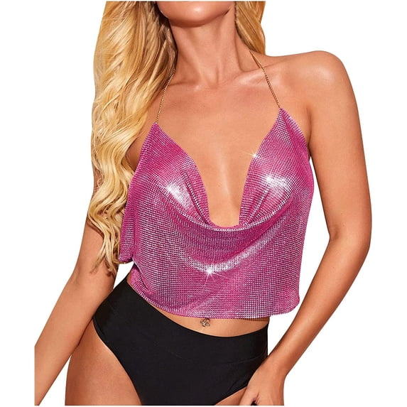 V Neck Bikini Chains Halter Backless Bra Crop Top Sexy Party Rave Festival Nightclub Body Accessories Jewelry for Women and Girls