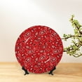 thumbnail image 6 of Yiaed Red Paisley Floral Print Bone China Decorative Plate Ceramic Dinner Plates Art Crafts with Display Stand-8in, 6 of 6