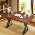 thumbnail image 3 of IMIKEYA Stable Brown Office Desk Large Spacious Work Area for Home and Commercial Use, 3 of 15