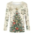thumbnail image 4 of qelini Long Sleeve Shirts for Women Christmas Crewneck Pullover Lightweight Xmas Tree Print Tops Baggy Holiday Clothes, 4 of 8
