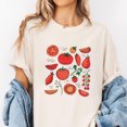thumbnail image 2 of Women’s Short Sleeve Tomato Graphic T-Shirt – Cute Food-Inspired Tee with Hand-Drawn Garden Vegetables, Organic Farm Style, Summer Casual Top, Farmer's Market Aesthetic, 2 of 7