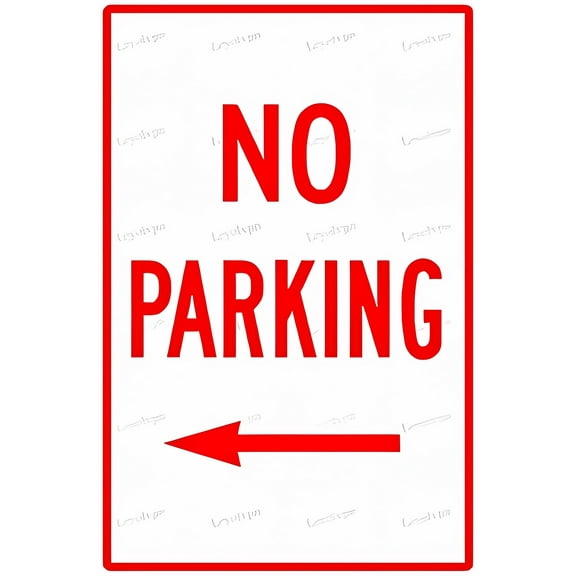 Metal No Parking With Left Arrow Sign - 8"x12", Rust Free/4 Pre-drilled Holes, Outdoor/Indoor, Parking Zones
