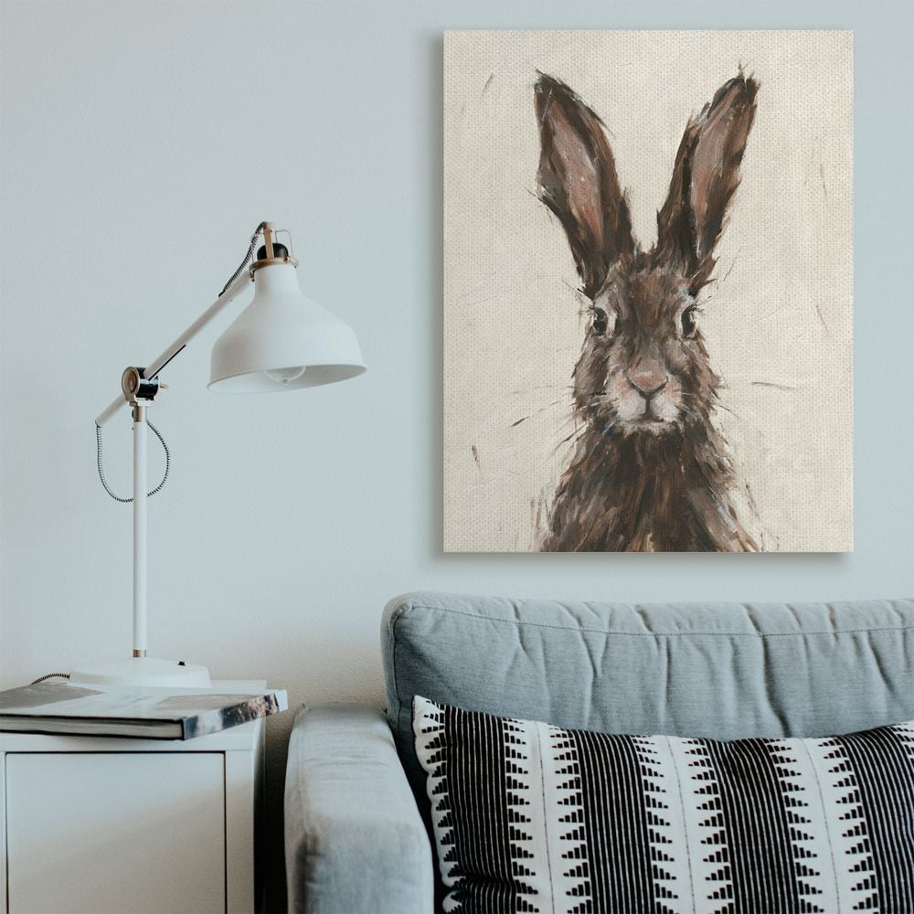 Stupell Industries Brown European Rabbit Hare Portrait Painting Canvas Wall Art Design by Ethan Harper, 36" x 48"