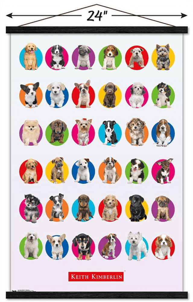 Keith Kimberlin - Puppy Grid Wall Poster with Magnetic Frame, 22.375" x 34"