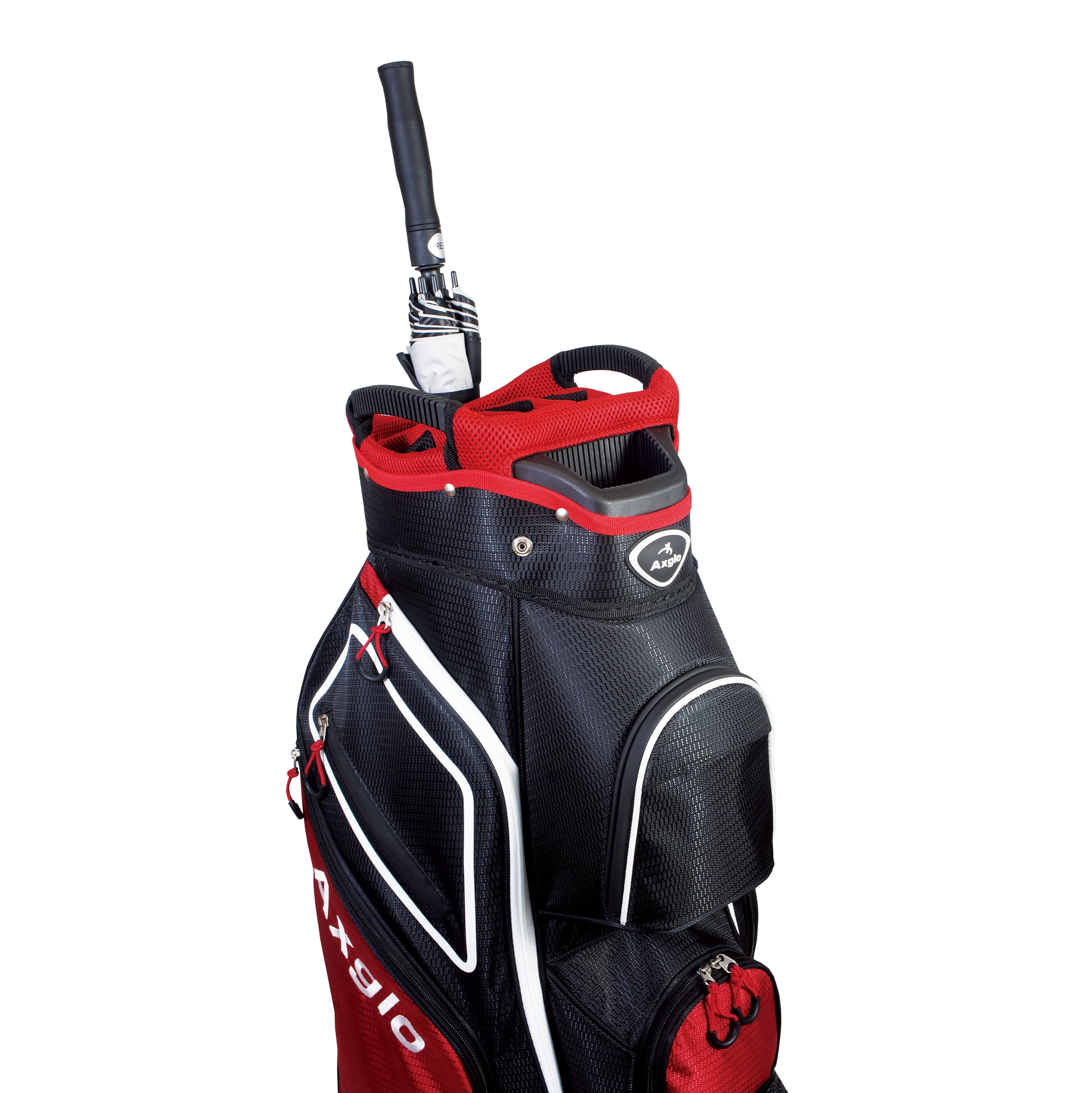 Axglo A211 Lightweight Golf Cart Bag | 15 Full-Length Dividers with Putter Well - Red/Black