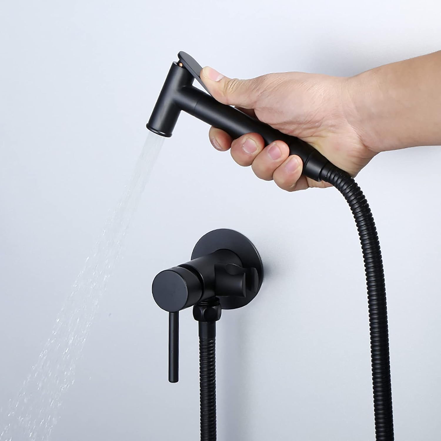 Black Handheld Bidet Sprayer for Toilet, Brass Bathroom Cloth Diaper Sprayer Set with Cold and Hot Water, Wall Mounted Toilet Bidet Sprayer Kit for Feminine Hygiene, Bathing Pets