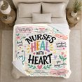thumbnail image 5 of Printed Flannel Throw Blanket Nurses Heal With Heart Lettering and Colorful Medical Illustrations, 5 of 9