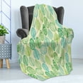 thumbnail image 4 of Nature Soft Flannel Fleece Throw Blanket, Hand Drawn Vintage Style Ornamental Leaves Forest Pattern in Green and Blue Tones, Cozy Plush for Indoor and Outdoor Use, 50" x 60", Multicolor, by Ambesonne, 4 of 5