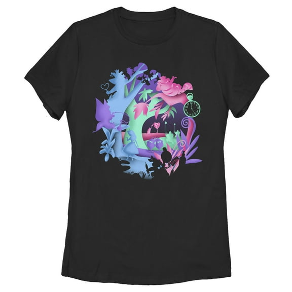 Women's Alice in Wonderland Magical People from Wonderland Graphic Tee Black 2X Large