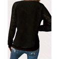 thumbnail image 6 of Women'S Solid Color Lace Trim Long Sleeve T-Shirt Round Neck See Through Casual Elegant Top Black XL, 6 of 7