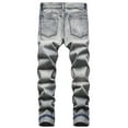 thumbnail image 4 of Hvyesh Men's Biker Moto Washed Distressed Slim Fit Straight Jeans Denim, 4 of 9
