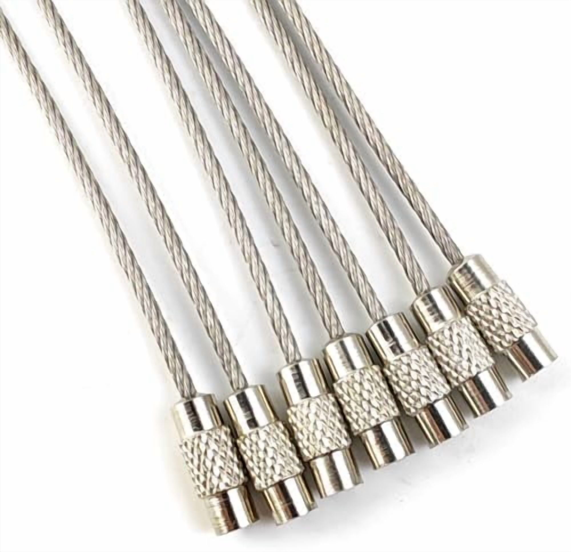 Jointown 50PCS Stainless Steel Wire Keychains Cable, Key Rings, Heavy Duty Luggage Tags Loops Tag Keepers 1.5mm Twist Barrel (Cable Length: 5.9 inches)
