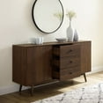thumbnail image 3 of Crosley Furniture Lucas 2 Cabinet 3 Drawer Dining Sideboard Buffet, Walnut, 3 of 11