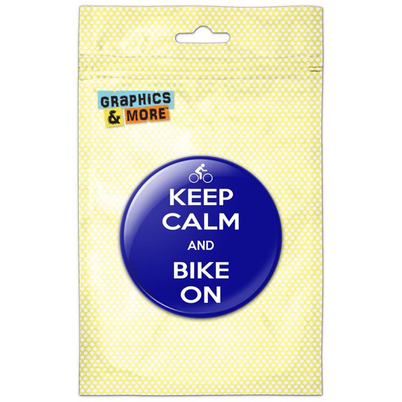Keep Calm And Bike On Cycling Pinback Button Pin Badge