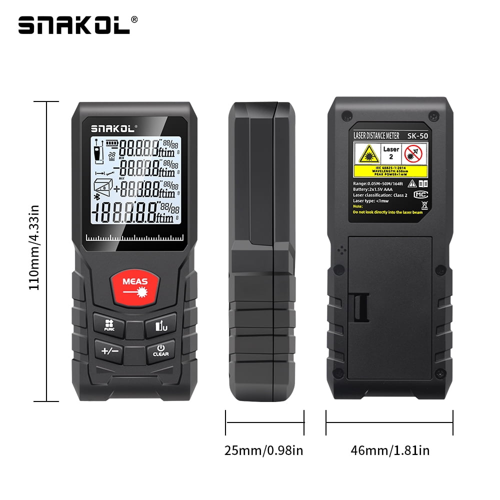Laser distance meter 50 meters high precision handheld laser ruler ...