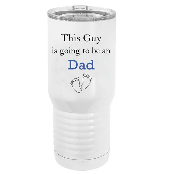 This Guy is Going to Be a Dad Stainless Steel Vacuum Double-Walled Insulated 20 Oz Tumbler Travel Coffee Mug with Clear Lid, White