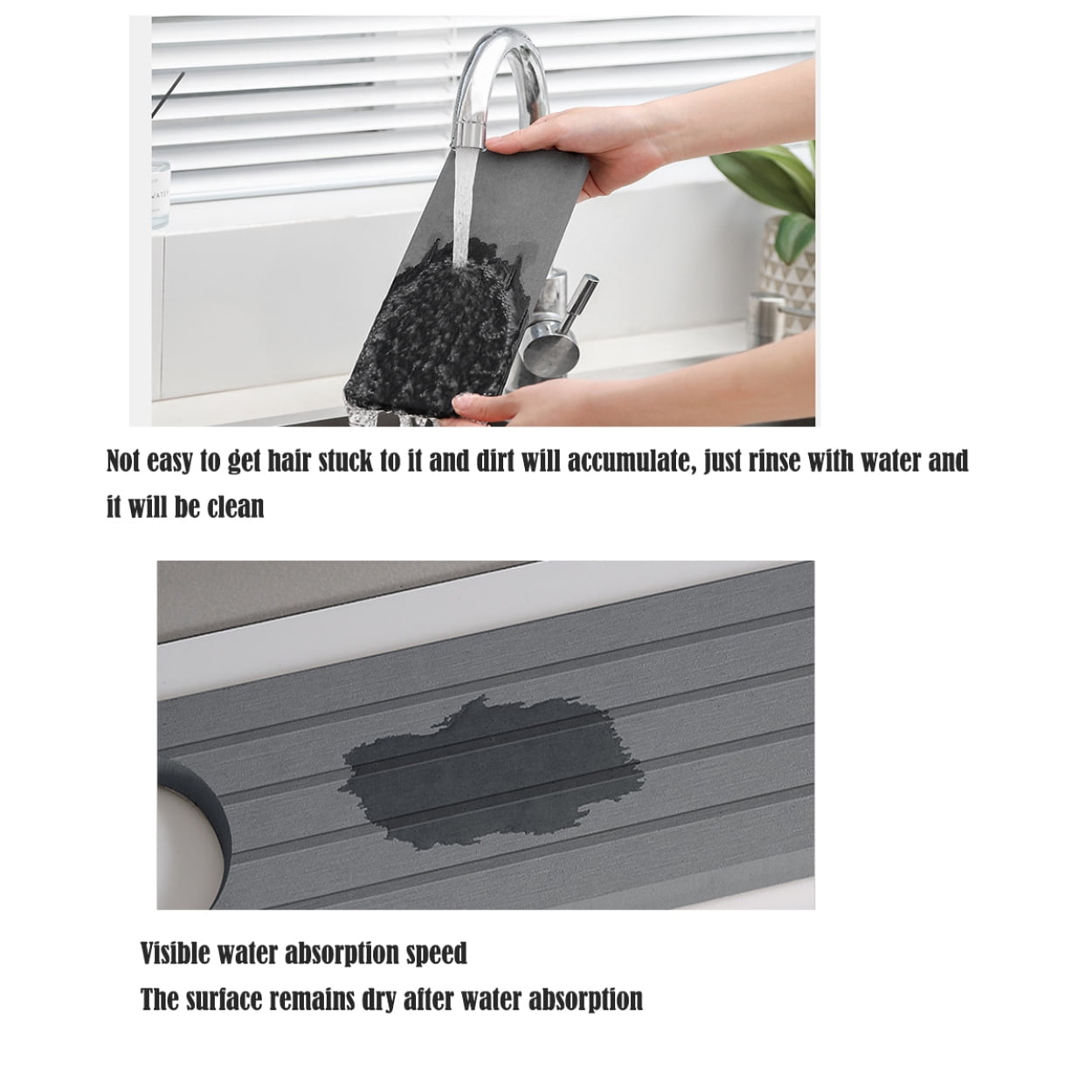 Faucet Mat for Kitchen Sink - Diatomite Stone Sink Tray, Sink Faucet Mat Splash Guard, Faucet Mat for Bathroom Sink Oval (Light gray, Small)