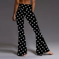 thumbnail image 6 of KDFJPTH Women's Polka Dot Print Flare Pants High Waist Black and White Bell Bottom Trousers Black XL, 6 of 8