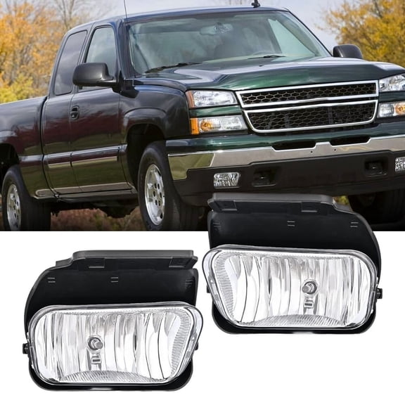 Nilight Fog Light Assembly Compatible with 2002 2003 2004 2005 2006 2007 Chevy Silverado 1500 2500 3500 2002-2006 Chevy Avalanche w/o Body Cladding with H10 12V 42W Halogen Bulbs