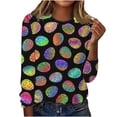 thumbnail image 2 of Kayannuo Easter Print Long Sleeve Womens Tops Clearance Women's Fashion Printed Long Sleeve Casual Loose T-Shirt Crew Neck Top Womens Fashion, 2 of 4