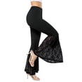 thumbnail image 4 of Bell Bottom Flare Pants for Women - High Waisted Stretch Boho Wide Leg Hippie Palazzo Pants Lace Yoga Leggings, 4 of 7