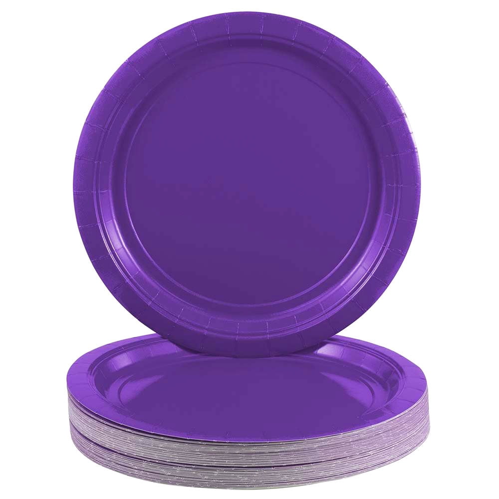 JAM Paper Medium Purple Paper Plates, 9in, 50 per Pack