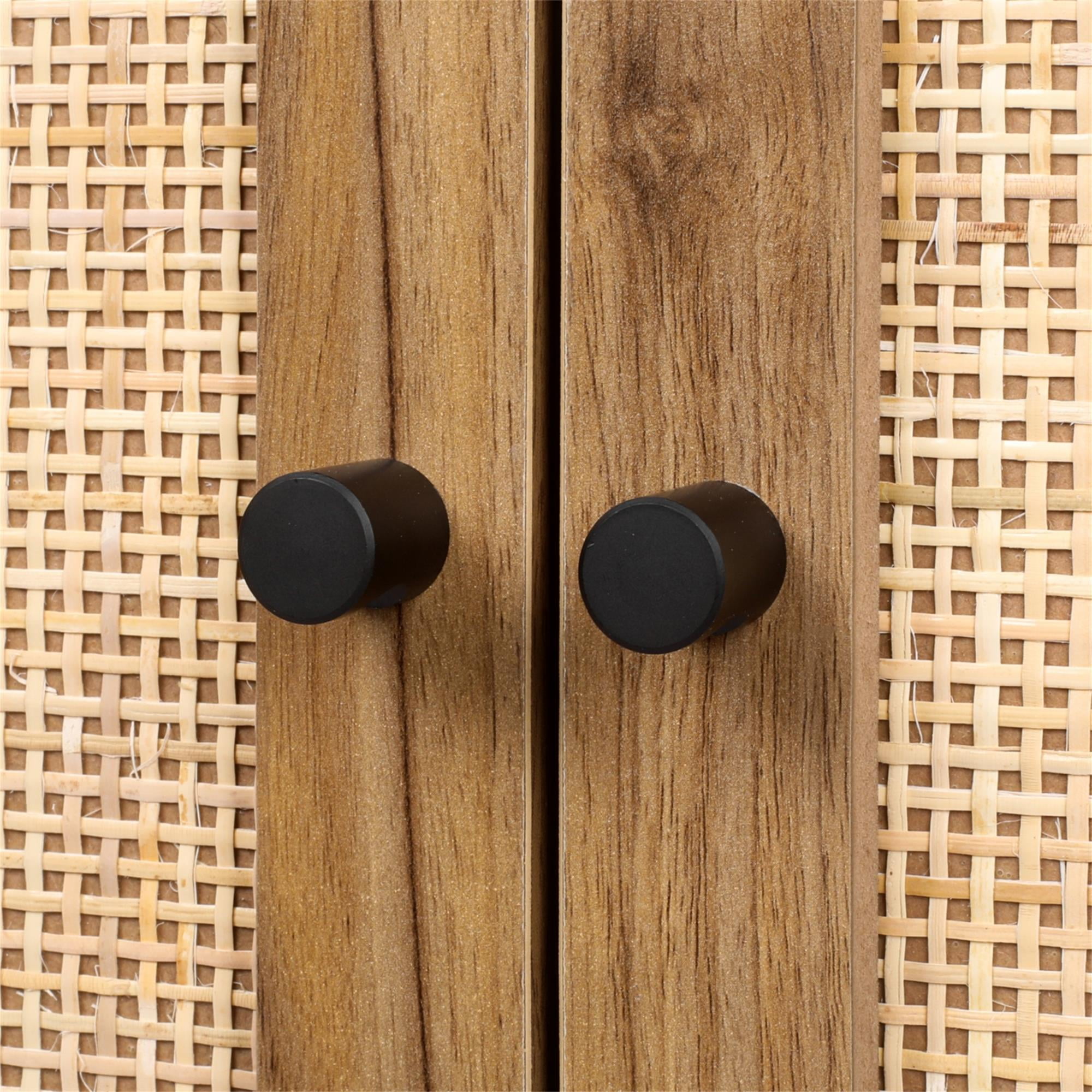YYAo 2 Door Kitchen Cabinets, Easy Assembly Rattan Pantry Cabinets with Adjustable Shelf for Living Room Bedroom, Walnut YYAo 2 Door Kitchen Cabinets, Easy Assembly Rattan Pantry Cabinets with Adjustable Shelf for Living Room Bedroom, Walnut