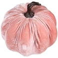 thumbnail image 5 of 6.25" Pink Velour Pumpkin Fall Harvest Decoration, 5 of 7