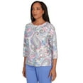 thumbnail image 3 of Alfred Dunner Womens Pleated Paisley Crew Neck Top, 3 of 4