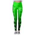 thumbnail image 4 of XIAONU Womens Shamrock Print Leggings High Waist Graphic Tights Stretchy Festive Holiday Bottoms Dark Green, 4 of 5