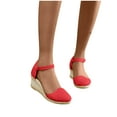 thumbnail image 7 of HAOTAGS Wedge Sandals for Women Platform Casual Beach Shoes Red Size 7.5, 7 of 7