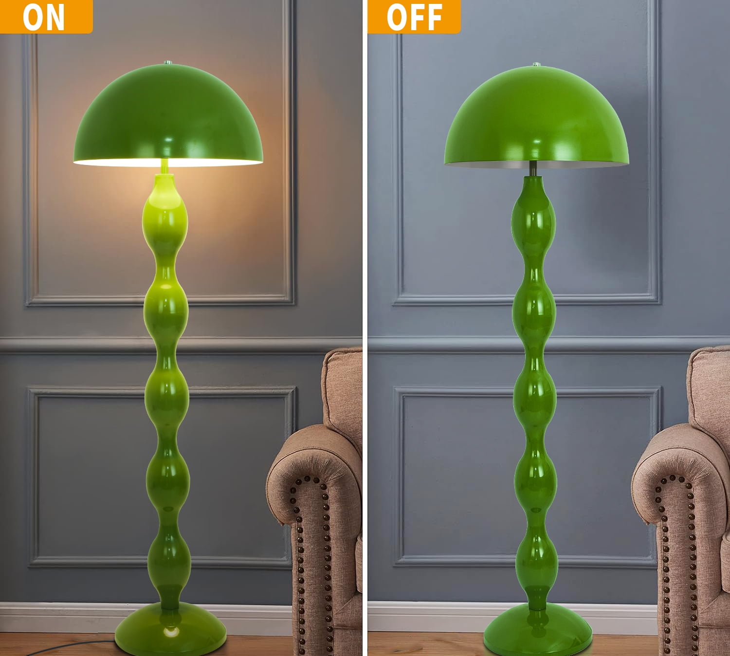 Elinkume Mushroom Floor Lamp, Modern Design Lamp for Living Room, L 15.7* H 59 inches (Green)