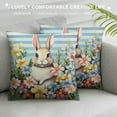 thumbnail image 3 of COMIO  Cute Bunny Easter Pillow Covers Egg Rabbit Floral Decorative Throw Pillows Covers Blue and White Striped Pillow Covers Spring Home Decor for Couch Bed, 3 of 5