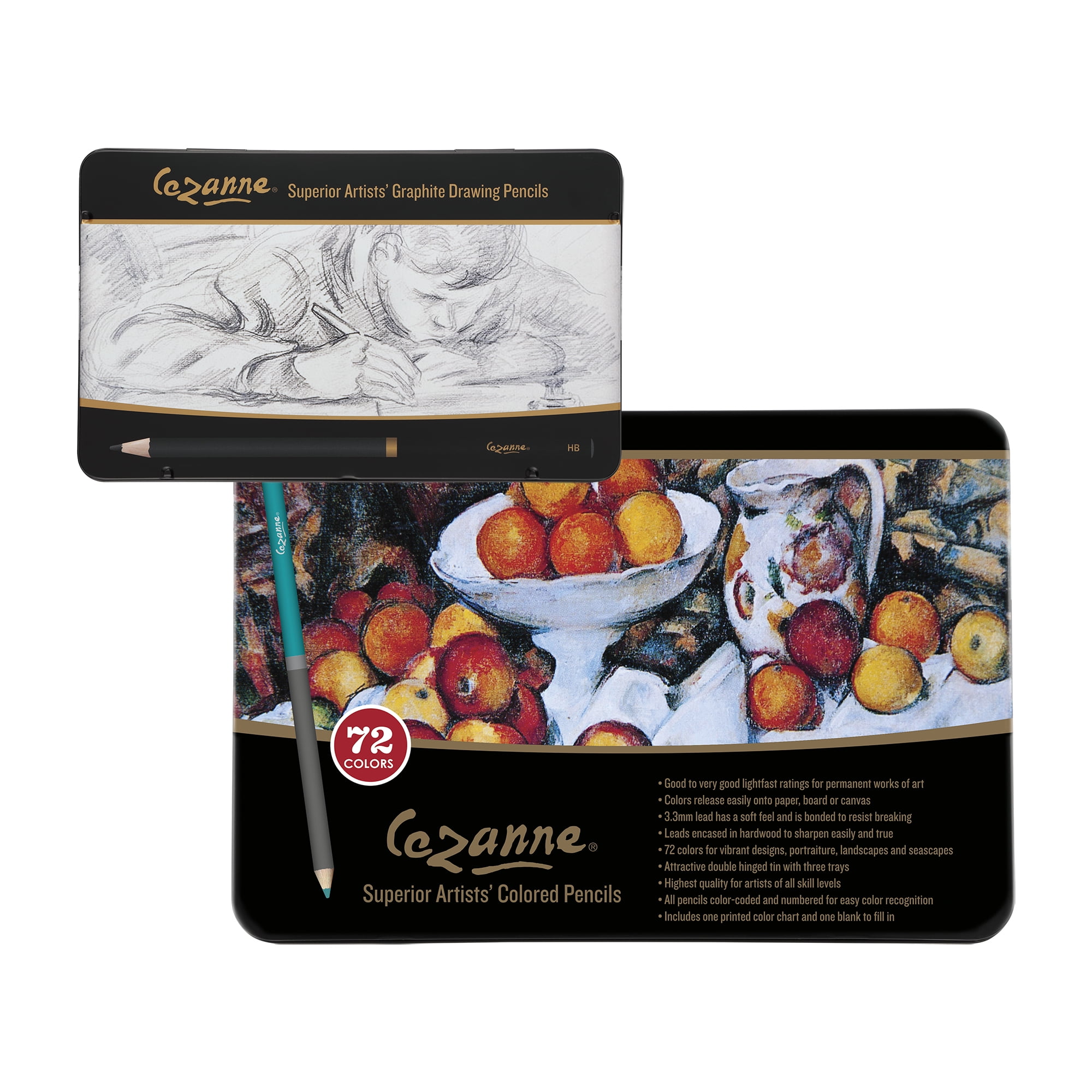Cezanne Color and Graphite Pencil Set - Professional Artist Quality Drawing and Coloring Pencils Break Resistant Leads with Triple Coated Barrels