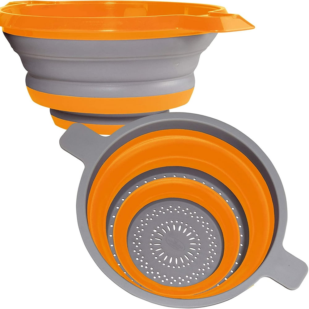 Kitchen Maestro Collapsible Strainer Set Orange