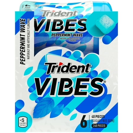 Trident, Vibes Peppermint Sugar Free Gum, 40 Pcs, (Pack of 6)
