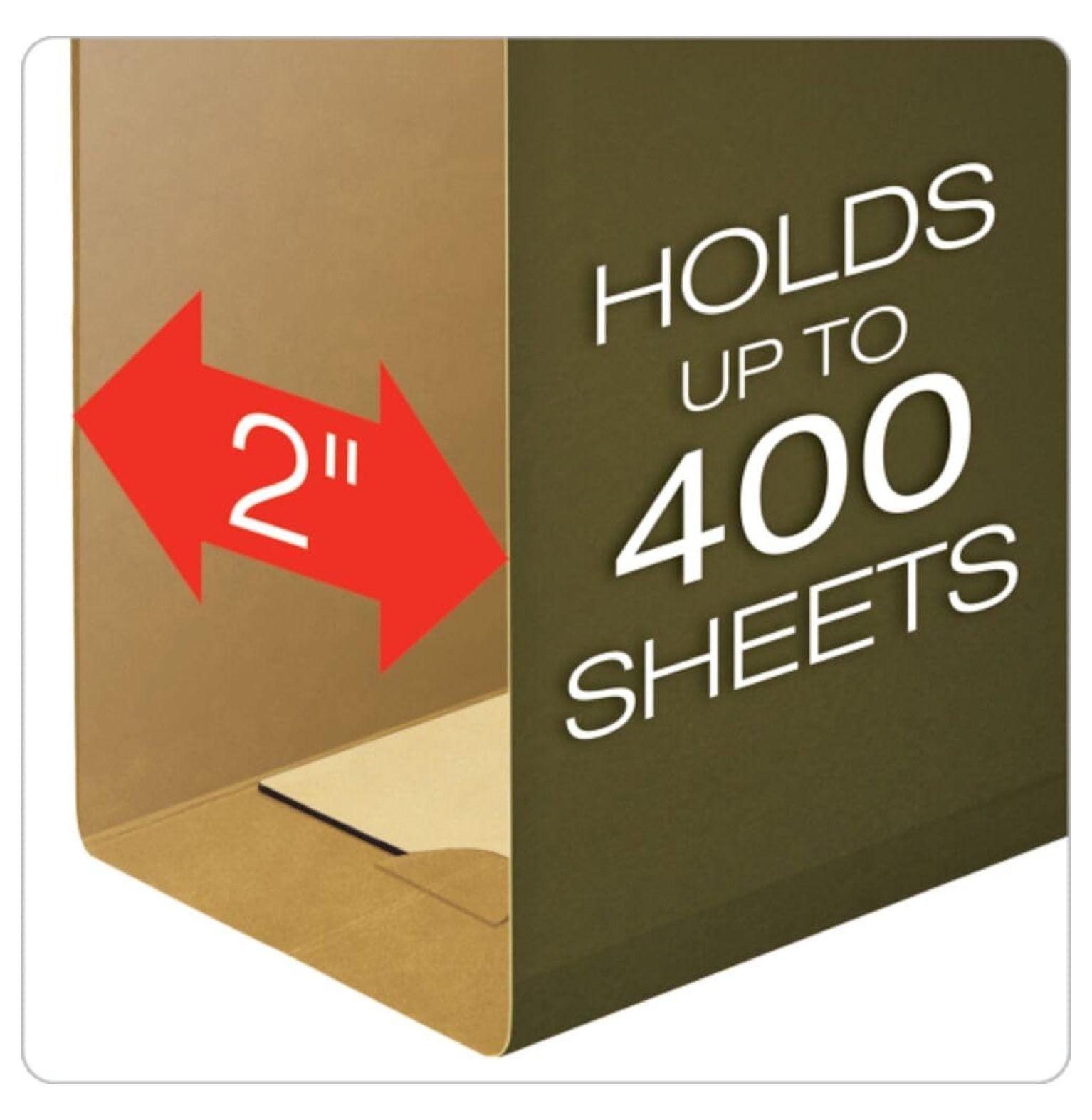 Hanging File Folders 25 Pack - Green Letter Size 8.5 x 11, 2" Expansion - Reinforced Hanging Files for Office Document Organization