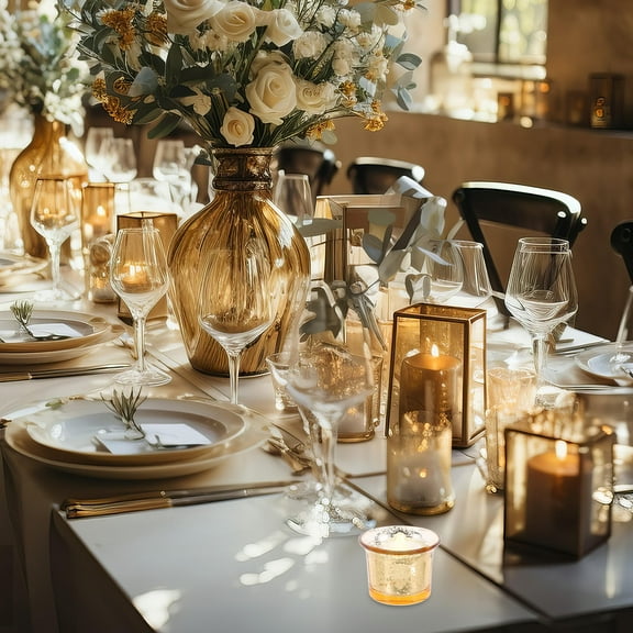 WHAMVOX Glass Candle Holder Wedding Candle Holder Table Decor Christmas Decoration Candle Holder Tealight Candle Glass Holder For Festival Party