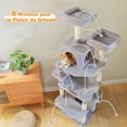 thumbnail image 4 of PAWZ Road Arbre à Chat Tour de 72 Pouces avec Poteaux à Griffer en Sisal et 2 Condos pour Chats d'Intérieur Gris, 4 of 15