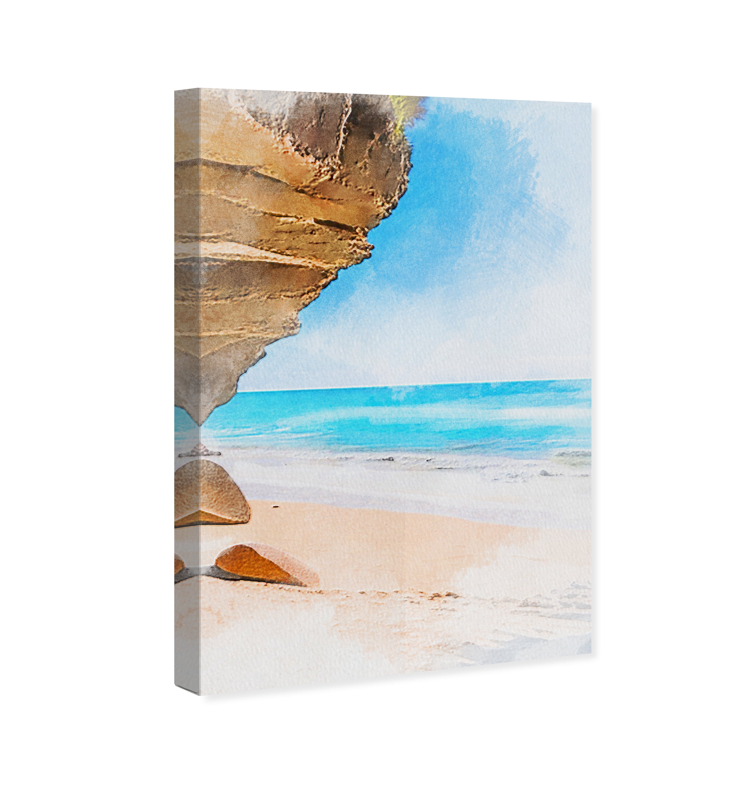 Wynwood Studio Canvas Cliffside Beach Nautical and Coastal Coastal Landscapes Wall Art Canvas Print Blue Light Blue 24x36