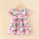 thumbnail image 1 of Vestido de algodón con flores para niñas pequeñas y medianas de primavera y otoño, vestido de línea A para bebés y niños pequeños, 1 of 5