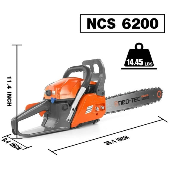 62cc Gas Powered Chainsaw with 20'' Guide Bar Saw Chain 2-Stroke Engine Cut